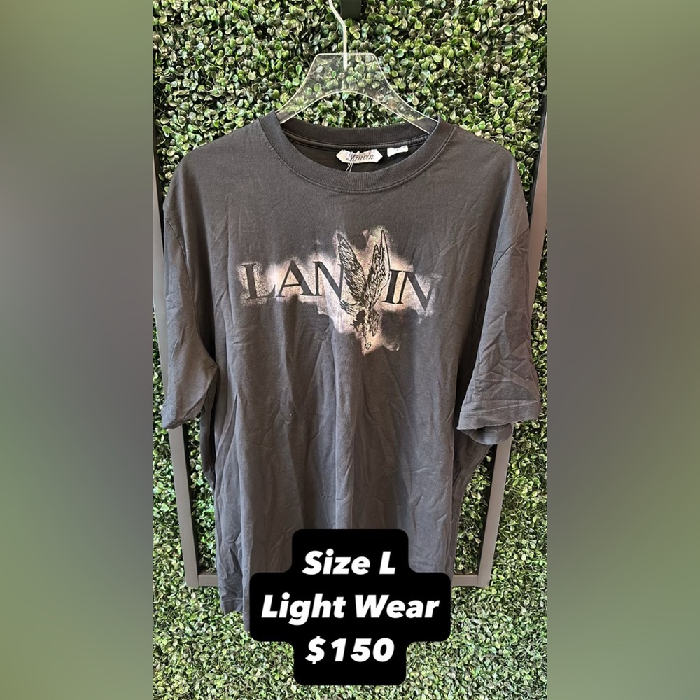Lanvin Black Short Sleeve Tee with Metallic Logo